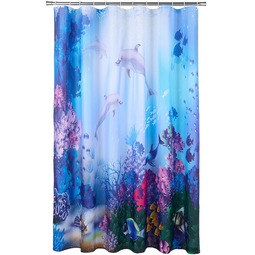 Dolphin Memory Foam Bath Rugs and Shower Curtain 16 Pc Set