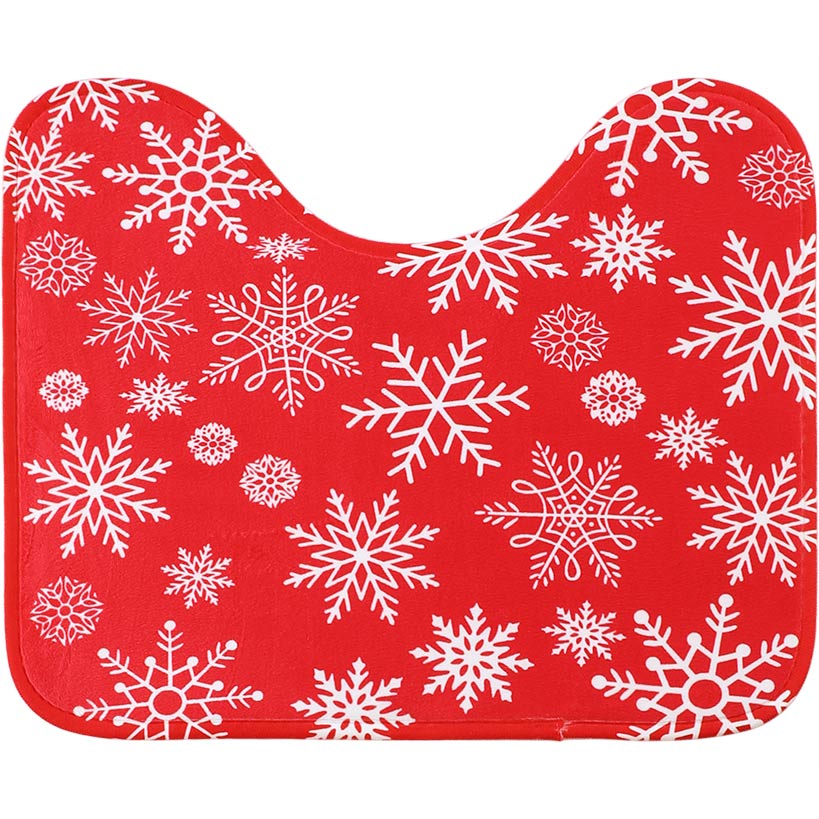 Memory Foam Bath Rugs & Shower Curtain Complete 16-Pc Set Red Snowflake