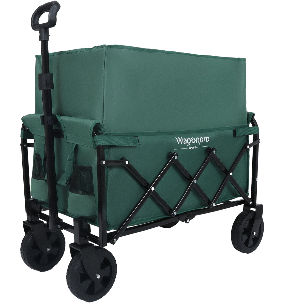 Expandable Dual-Layer Utility Wagon with 100% Extra Space - Grocery Cart for Camping, Shopping, Sports, Gardening, Fishing, Supports 225lbs, Green - image 8