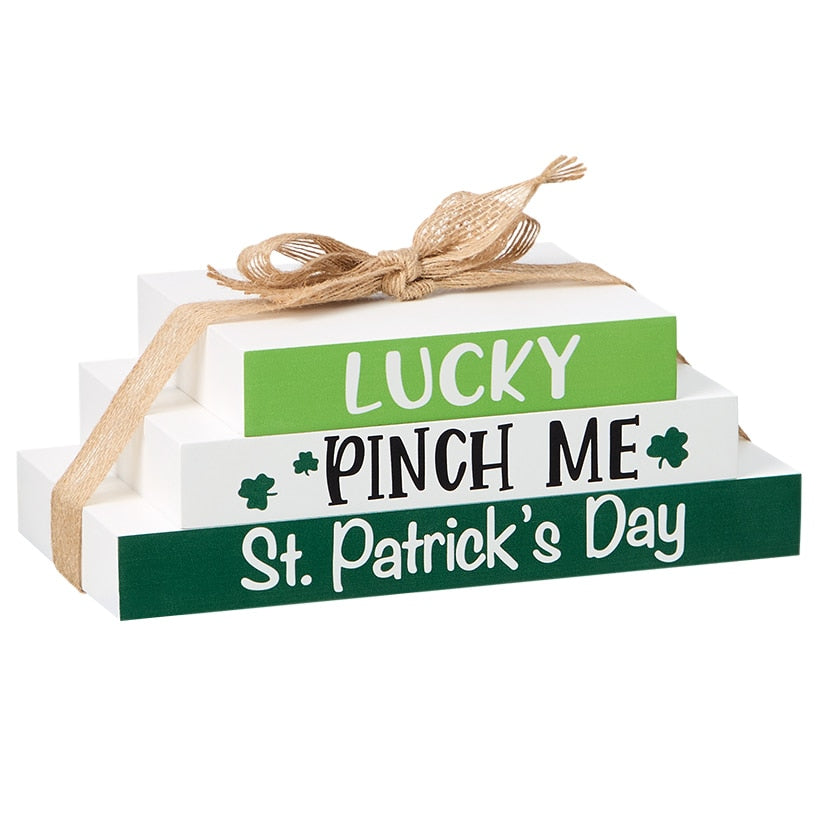 Two-in-One Valentine's and St Patrick's Stacked Block Sign Décor