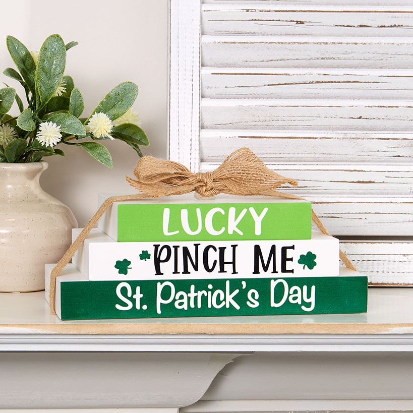 Two-in-One Valentine's and St Patrick's Stacked Block Sign Décor