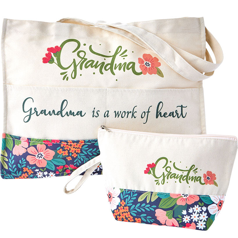 Mom Or Grandma Themed Tote and Clutch Set