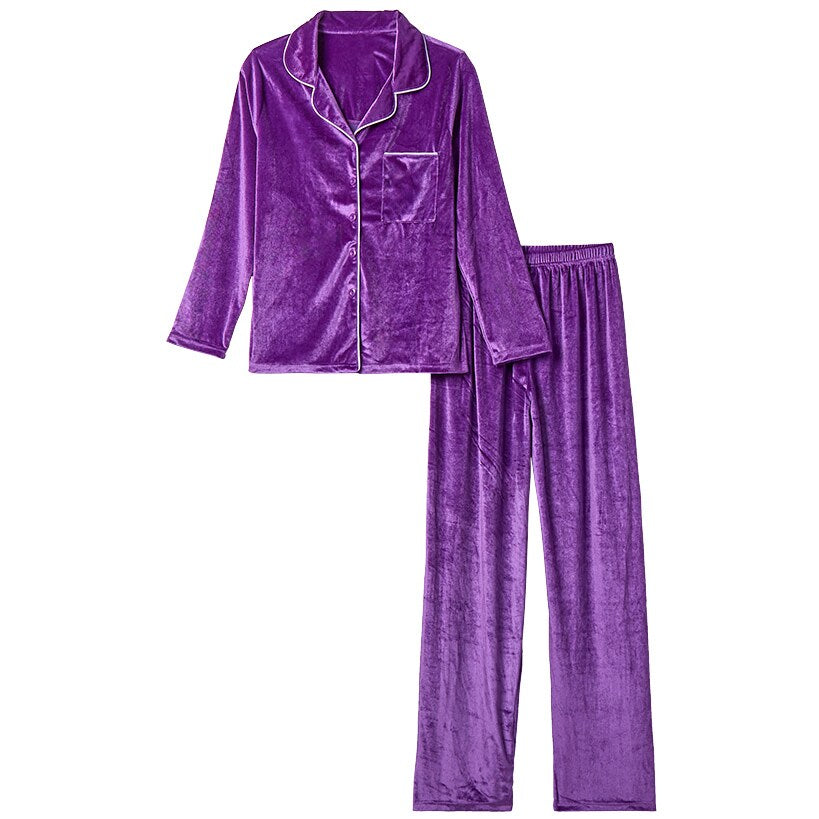 Velour Pajama Set 2 Pieces Red Purple