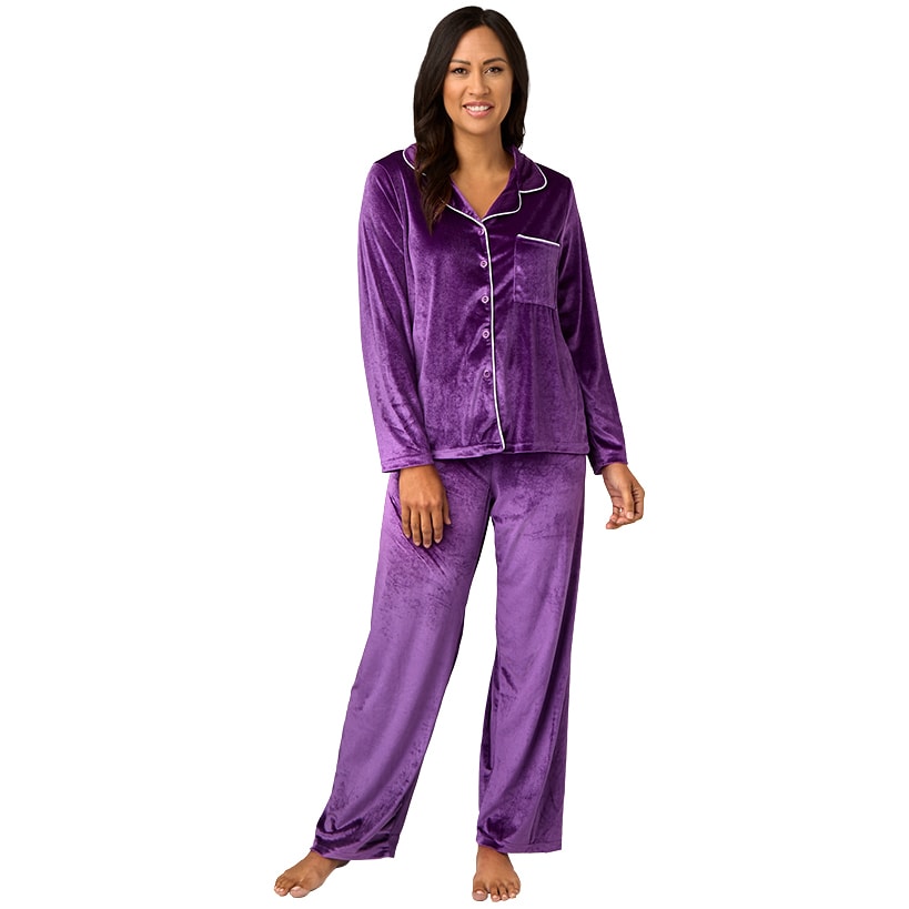 Velour Pajama Set 2 Pieces Red Purple