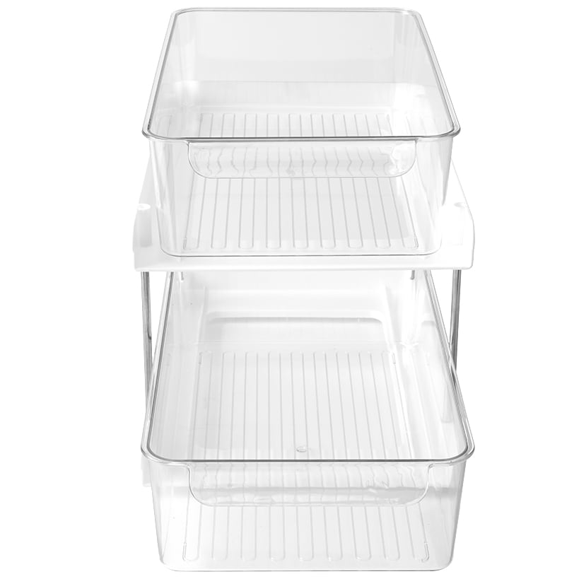 Sliding Plastic Drawer Storage Organizer - 2-Tier