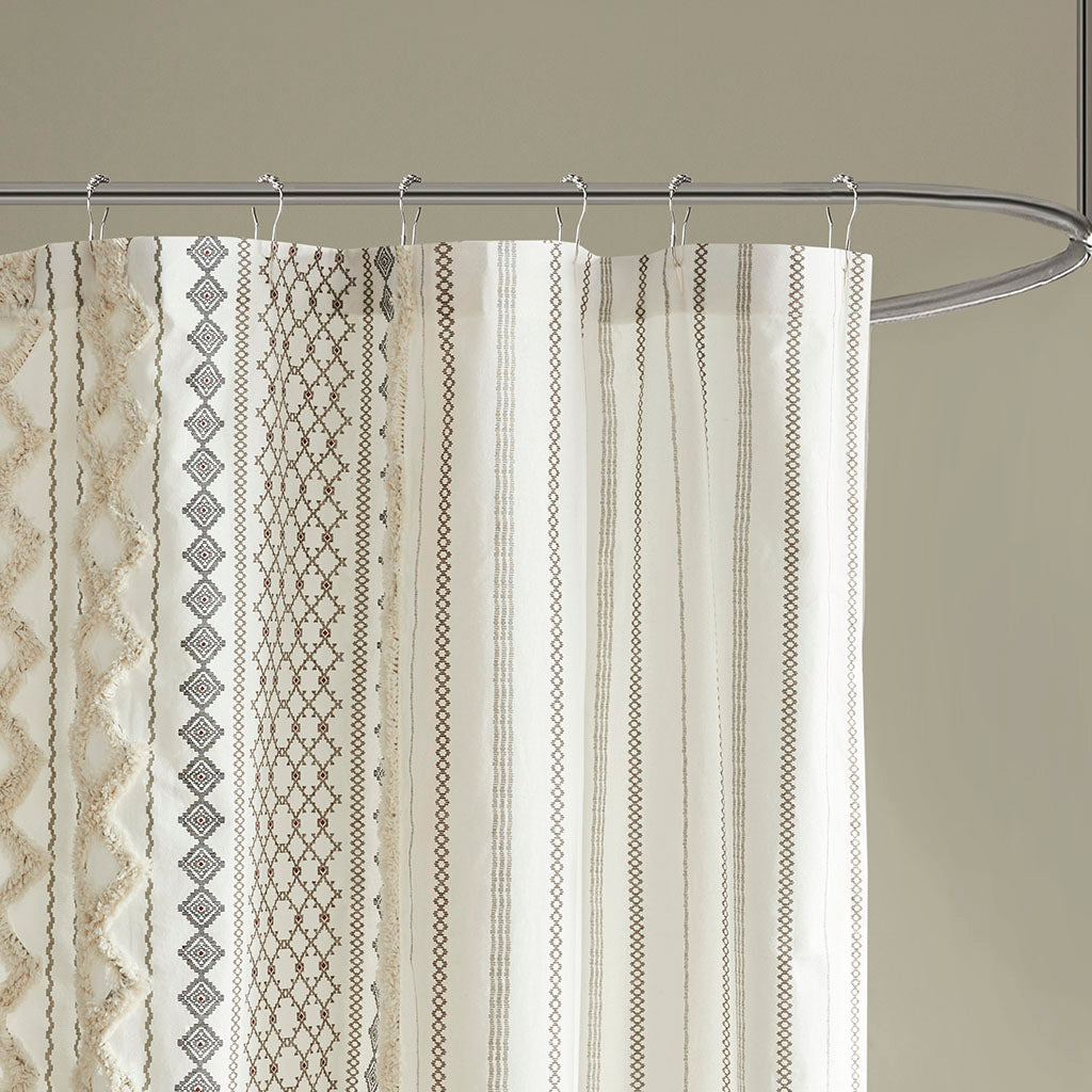 Cotton Printed Shower Curtain with Chenille - image 6