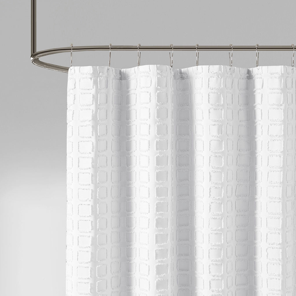Woven Clipped Solid Shower Curtain - image 2