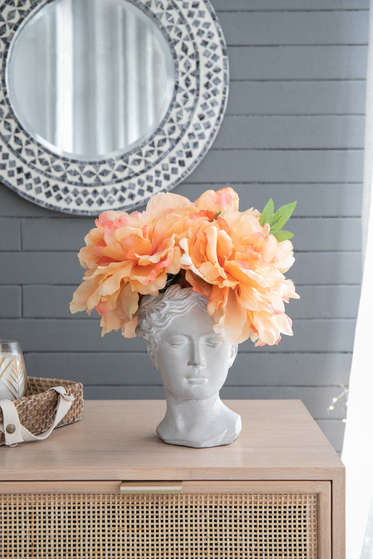 Greek Style Cement Head Planter - Indoor Outdoor Home Garden Decor, D6" x 9" - image 17