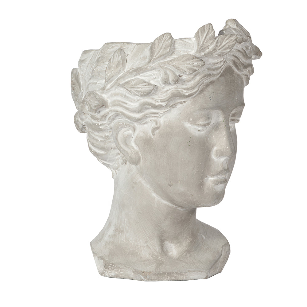 Greek Style Cement Head Planter - Indoor Outdoor Home Garden Decor, D6" x 9" - image 9