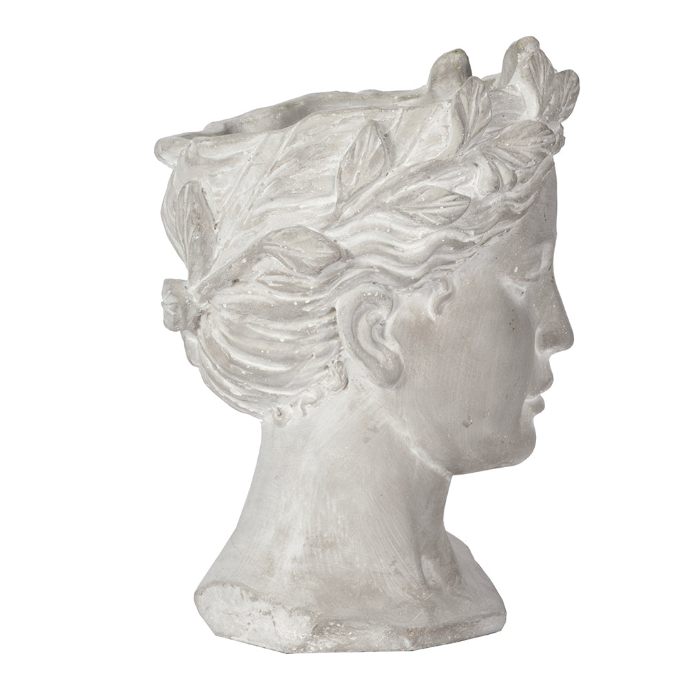 Greek Style Cement Head Planter - Indoor Outdoor Home Garden Decor, D6" x 9" - image 10