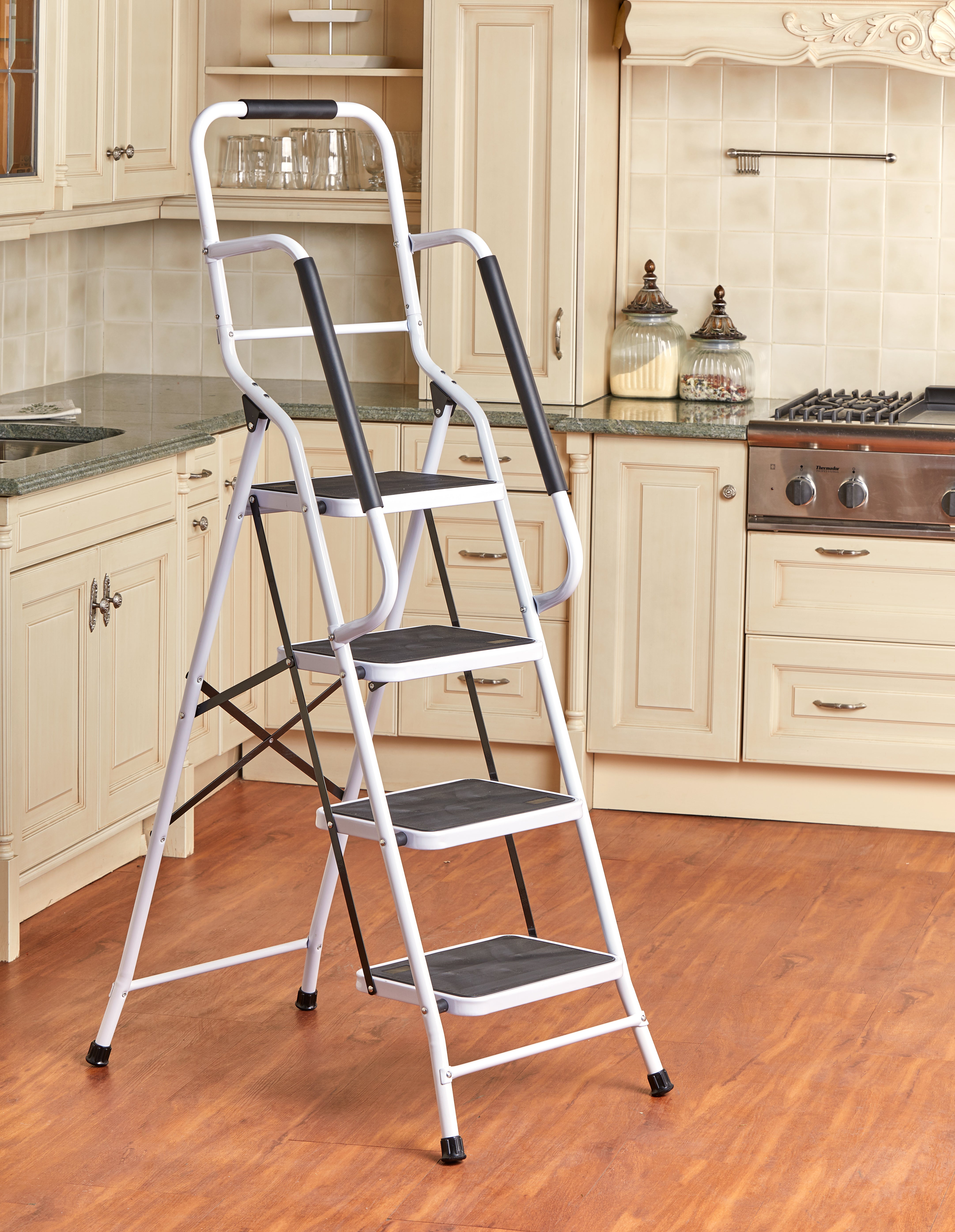 3 or 4 Step Folding Ladder with Handrails