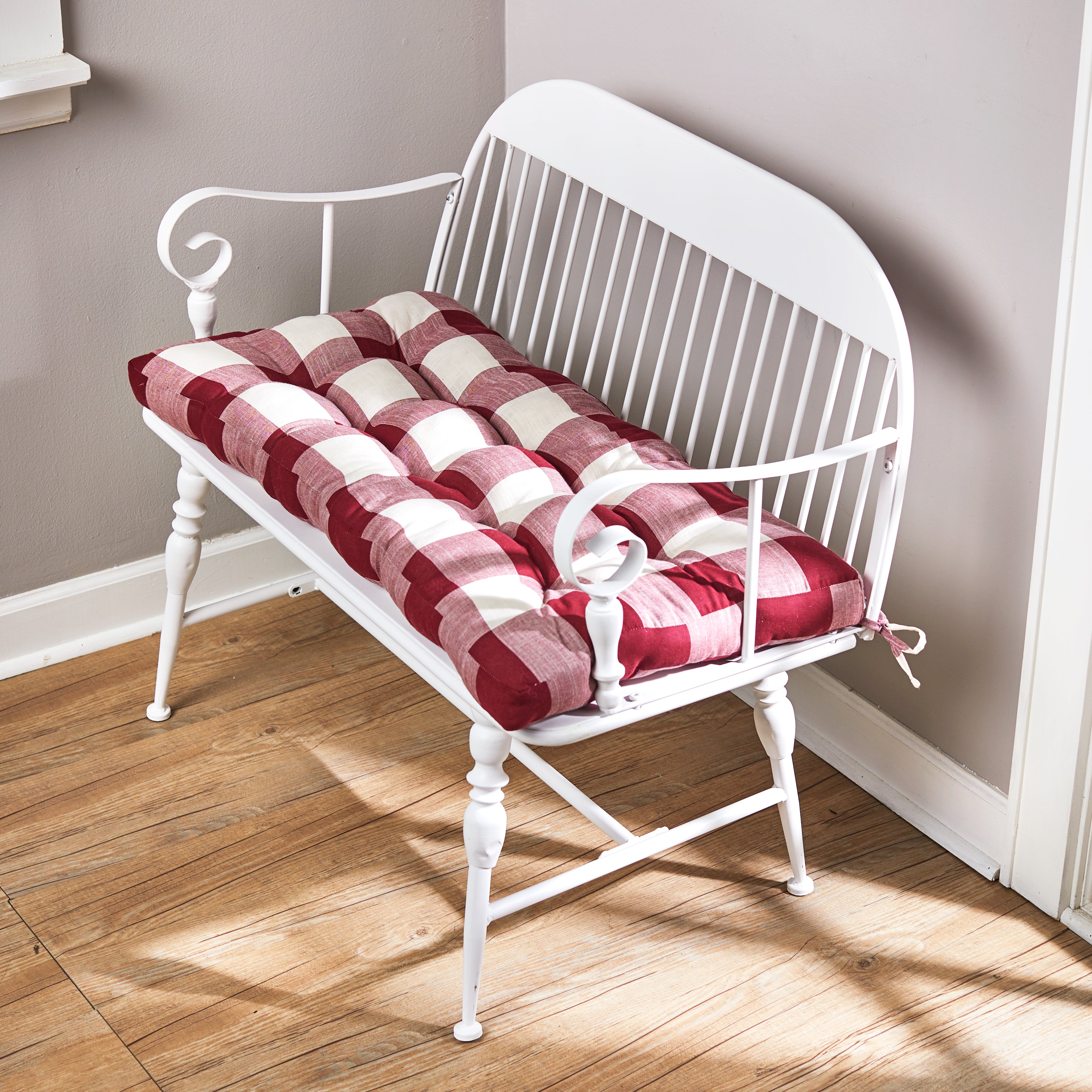 Buffalo Check Bench Cushion in Olive or Red