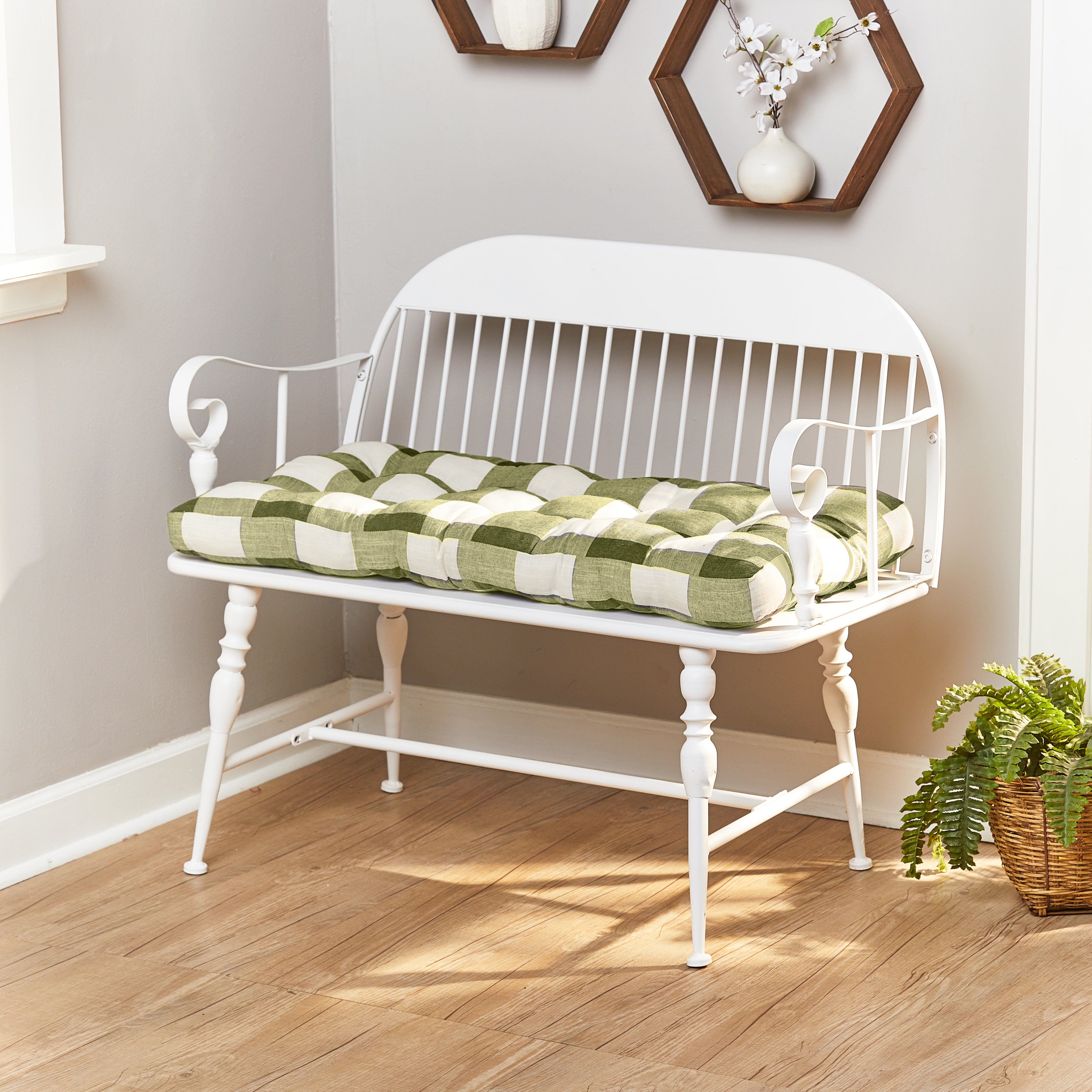 Buffalo Check Bench Cushion in Olive or Red | The Lakeside Collection