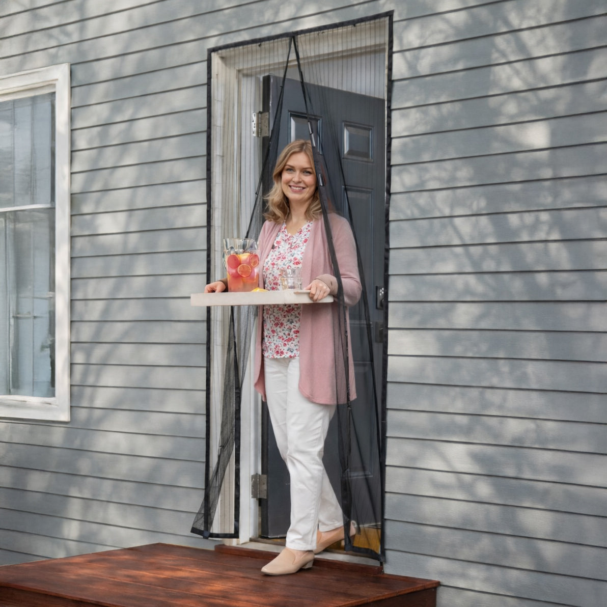 Magnetic Mesh Screen Door, Measures 39" X 81"
