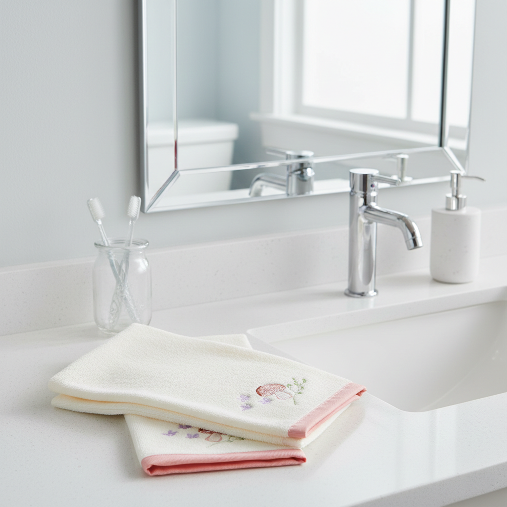 Spring Mushroom Shower Curtain, Bath Rug, Hand Towels, Valance or Hooks