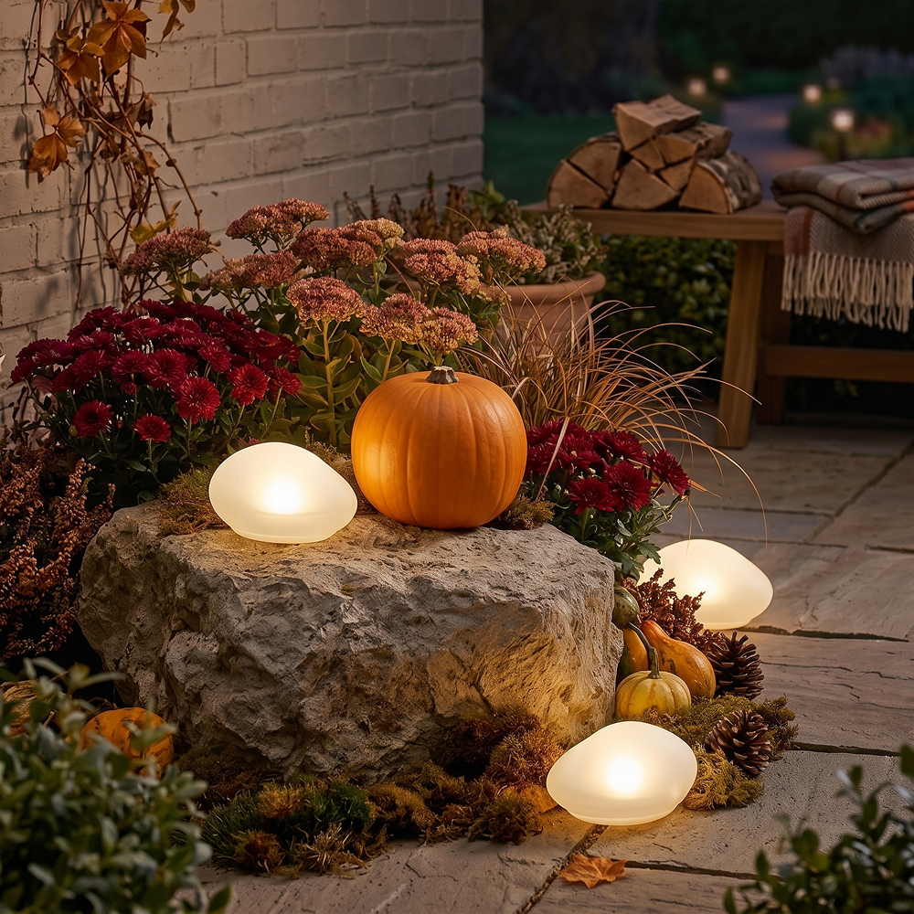 20260806Solar White Rock Light Outdoor Decor
