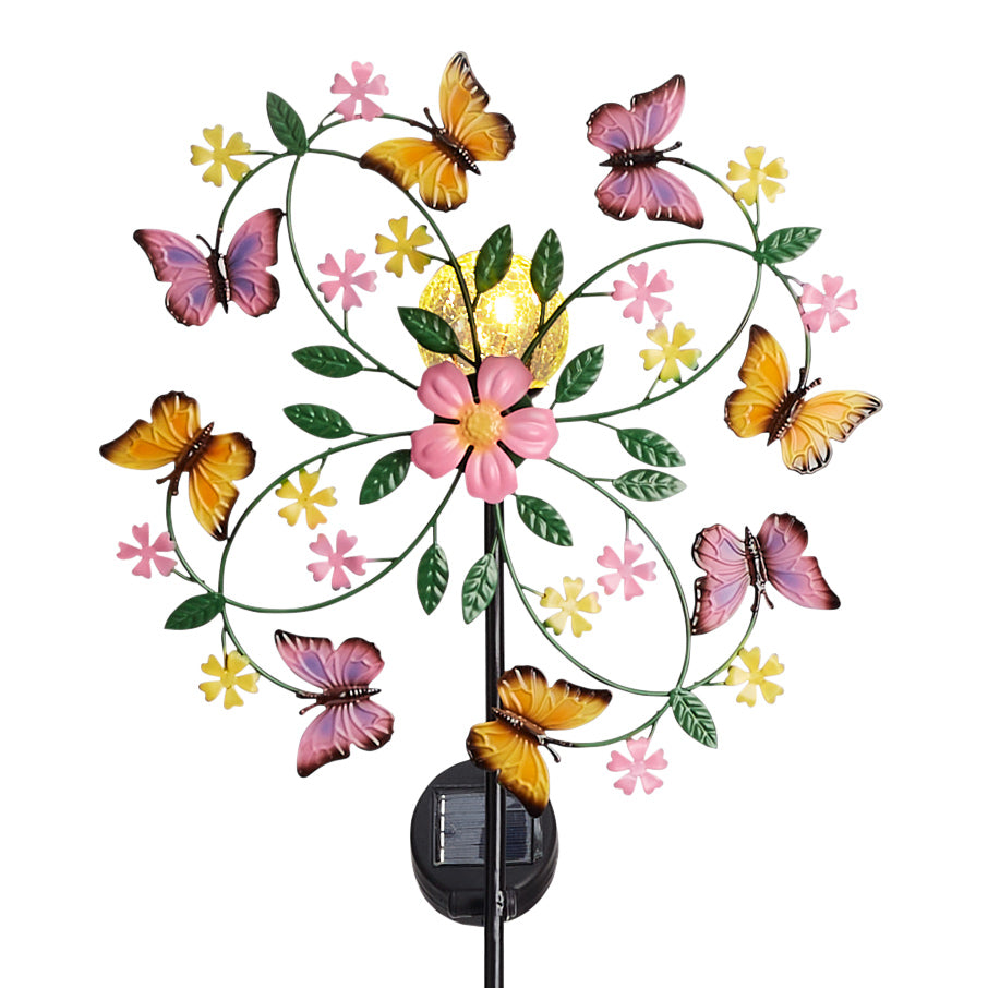 Spring Butterfly Spinning Solar Garden Stake