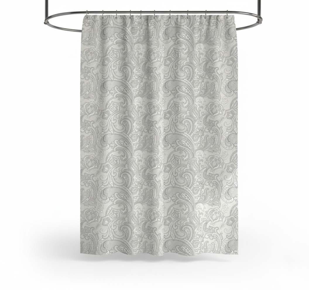 Homewear Paisley Cotton Shower Curtain with Buttonhole Top