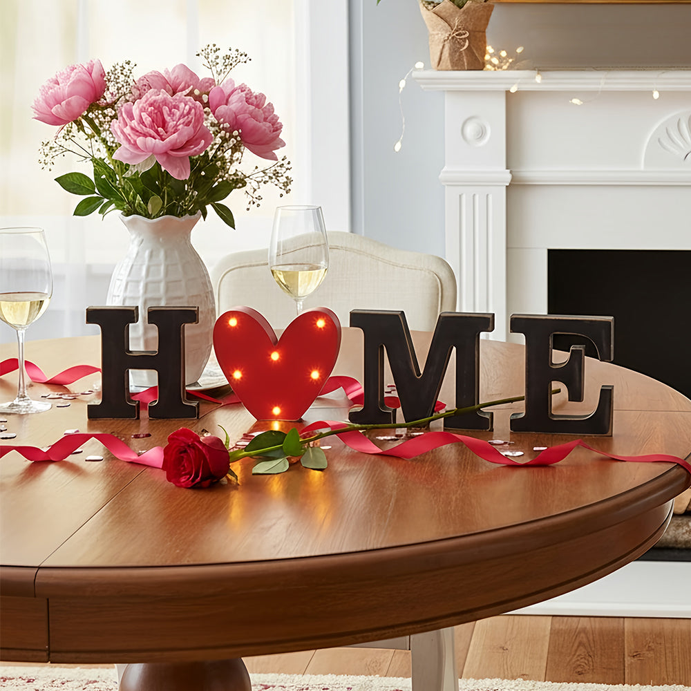 Home Sign with Lighted Heart or Set of 4 Icons