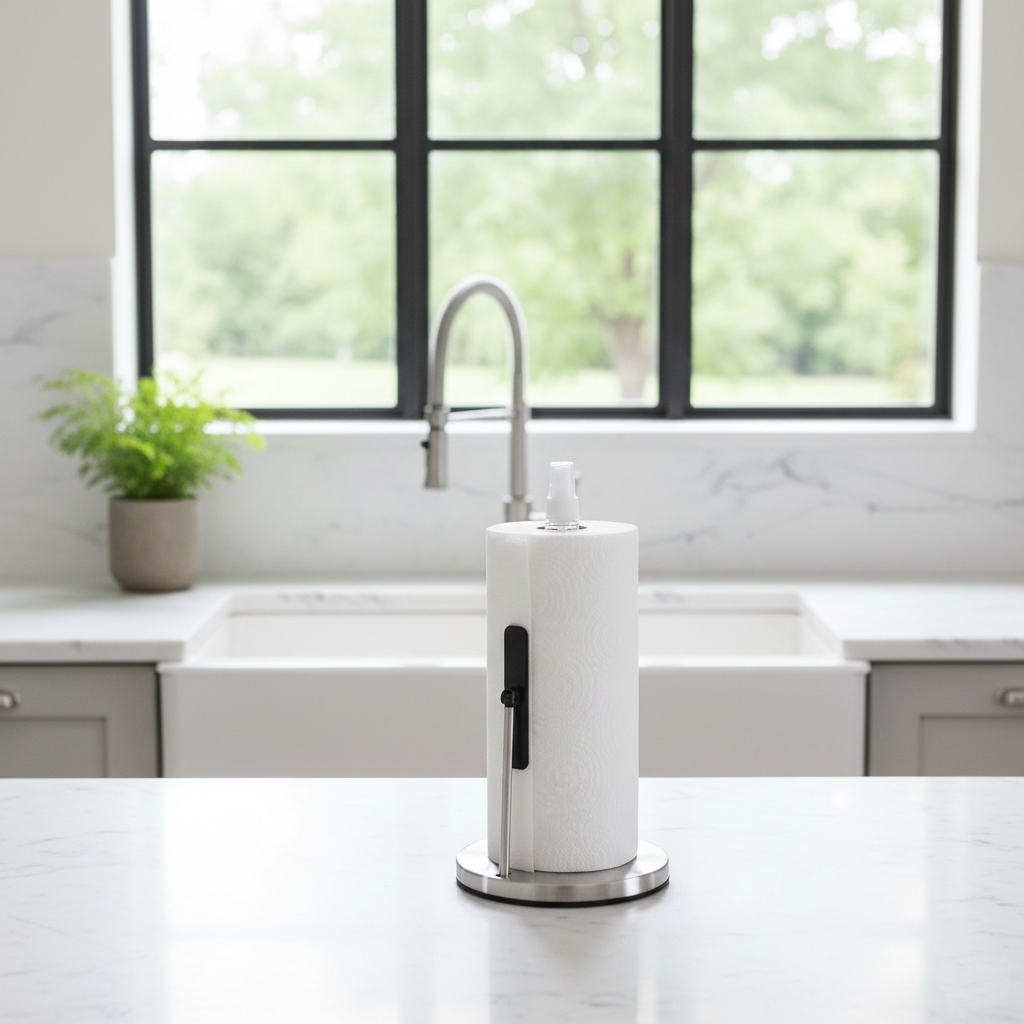 Paper Towel Holder with Spray Bottle