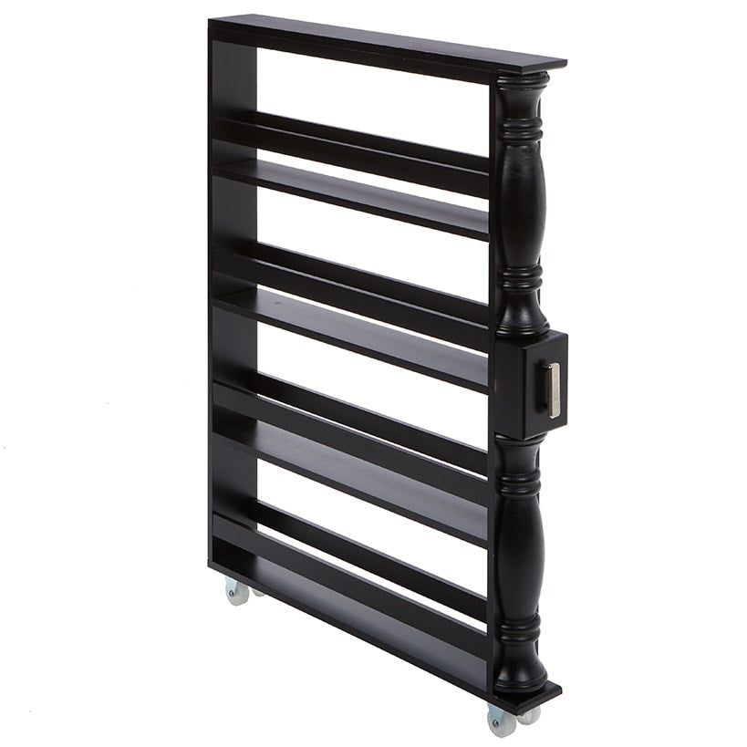 Slim Wooden Spice Rack Cabinet with Wheels - Walnut, White, Black
