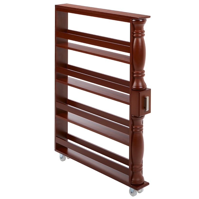 Slim Wooden Spice Rack Cabinet with Wheels - Walnut, White, Black