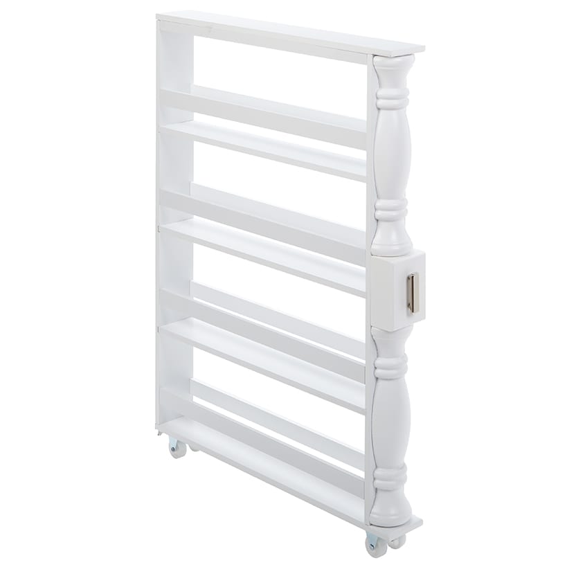 Slim Wooden Spice Rack Cabinet with Wheels - Walnut, White, Black