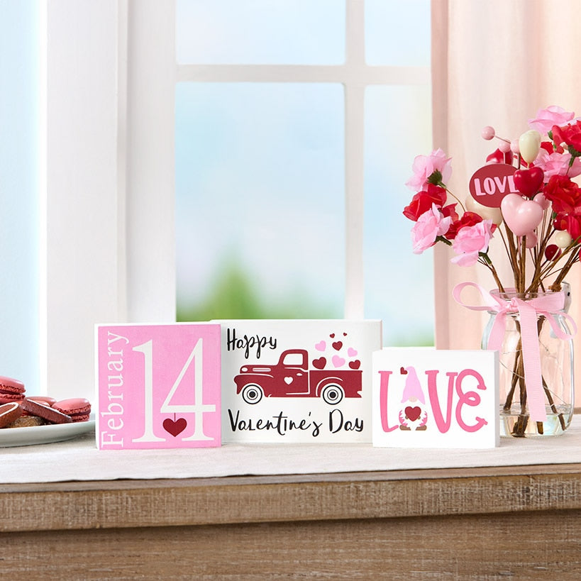Valentine's and St Patrick's Two-in-One Block Signs-3 Pc Set