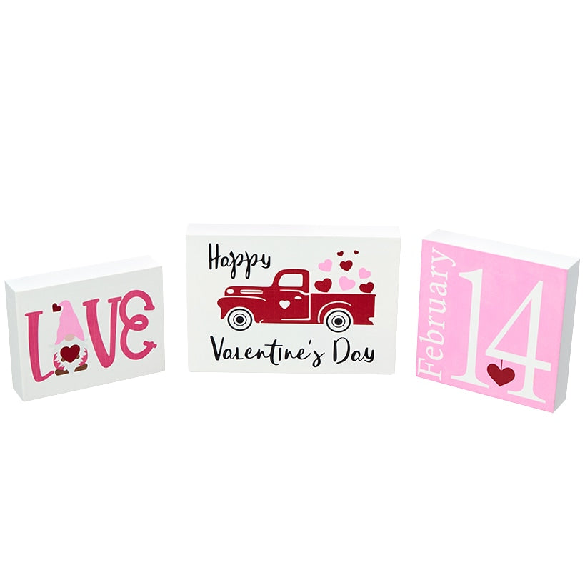Valentine's and St Patrick's Two-in-One Block Signs-3 Pc Set