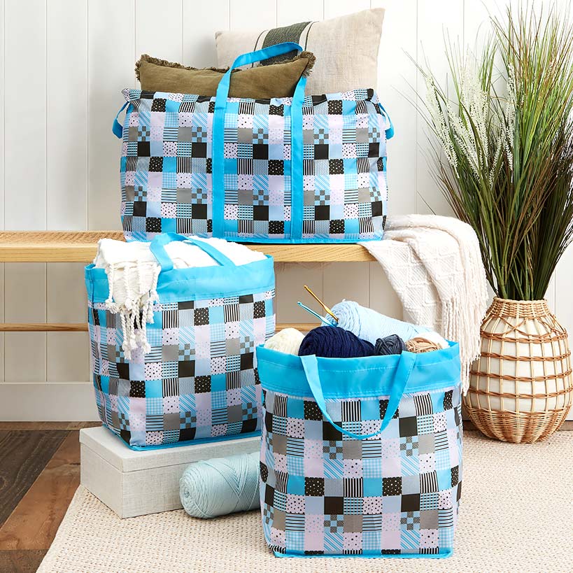 Storage Bin Tote for Home - Americana or Glamping - Set of 3