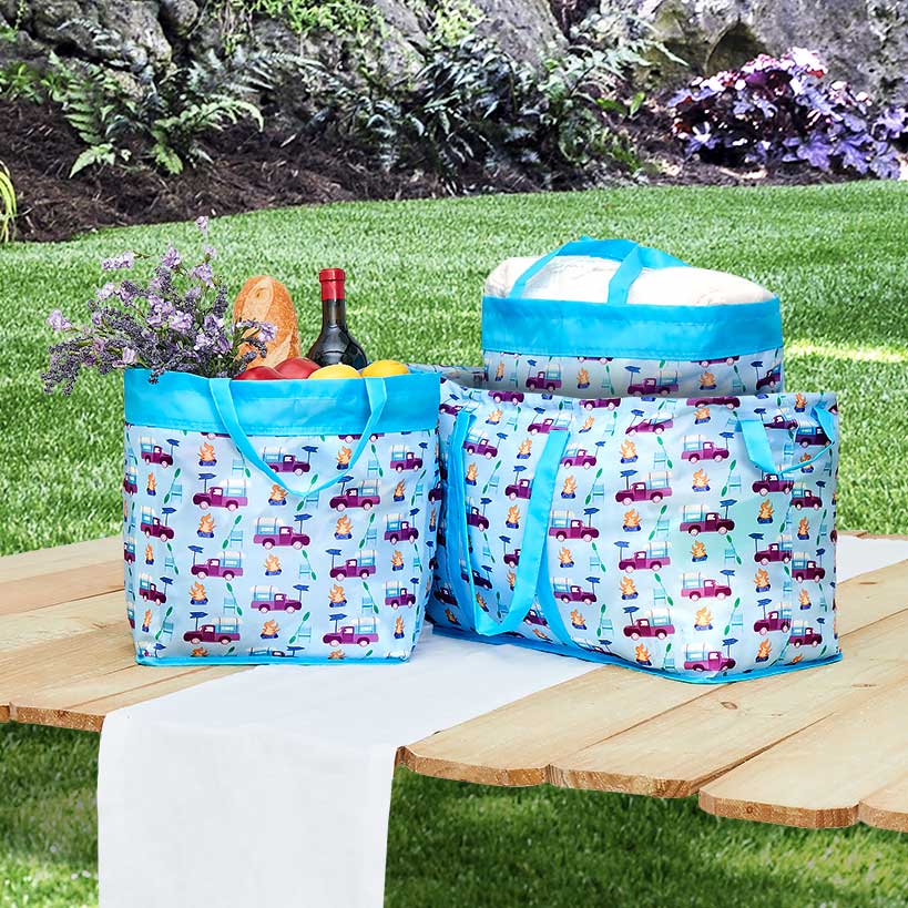 Storage Bin Tote for Home - Americana or Glamping - Set of 3