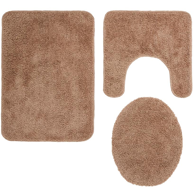 3-Pc Bath Rug Set with Anti-Skid Backing