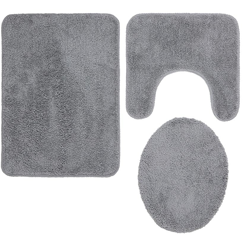 3-Pc Bath Rug Set with Anti-Skid Backing