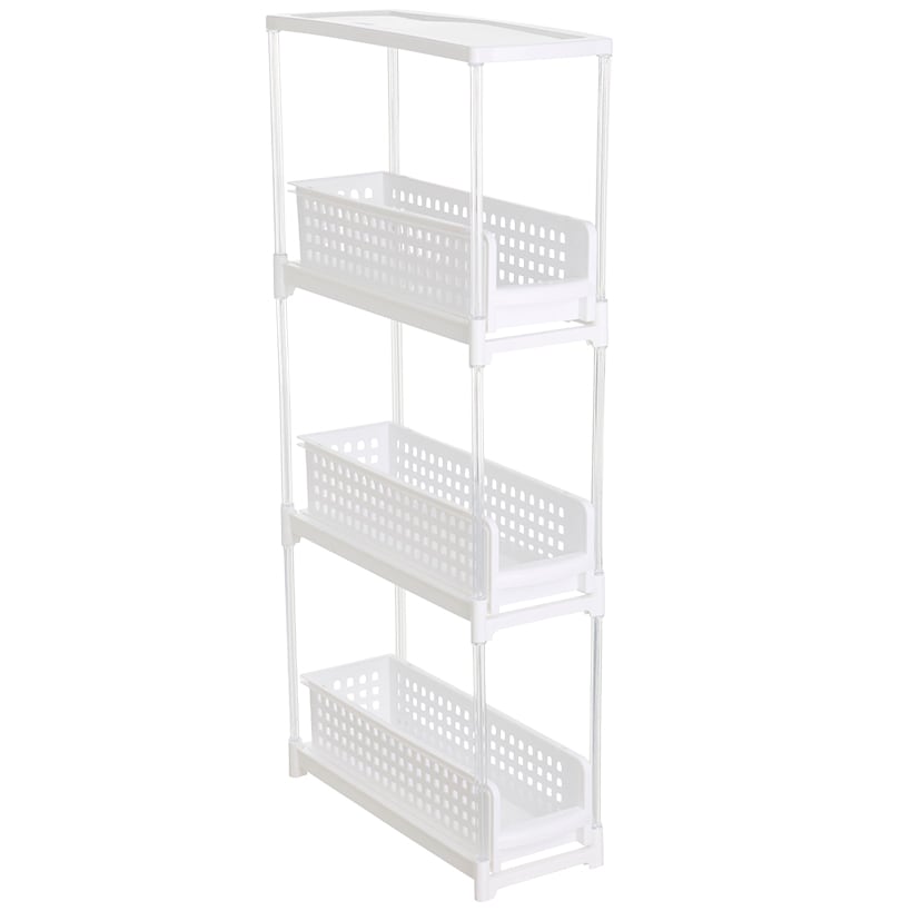 Slide Out Slim Storage Tower for Kitchen - 3 or 4 Drawer