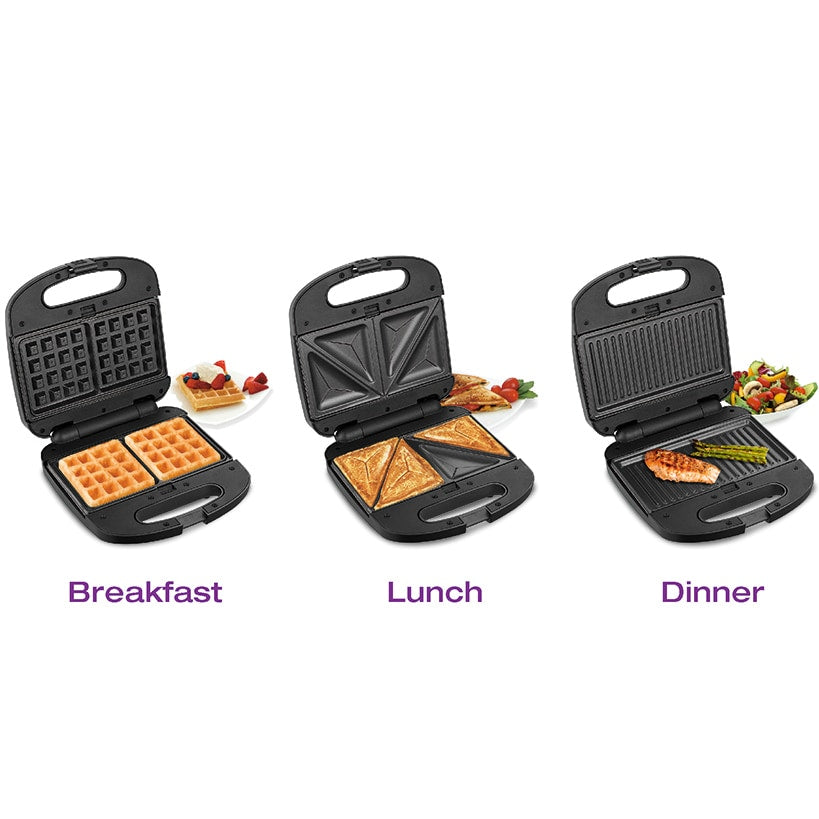 3-in-1 Grill, Sandwich & Waffle Maker