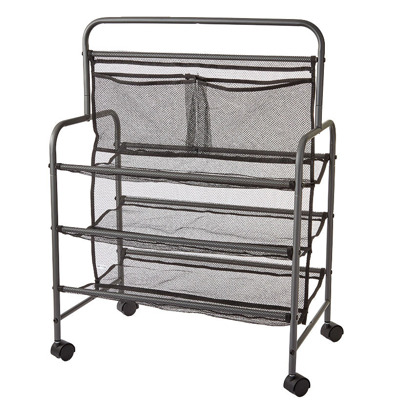 Metal Shoe Storage Rack with Wheels - 4-Tier