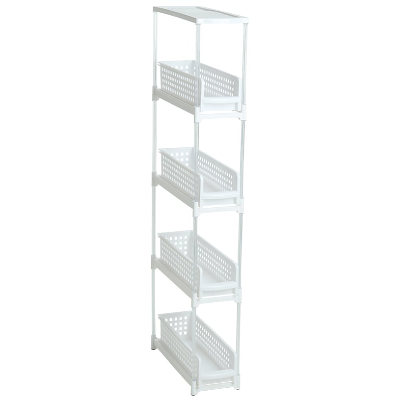 Slide Out Slim Storage Tower for Kitchen - 3 or 4 Drawer