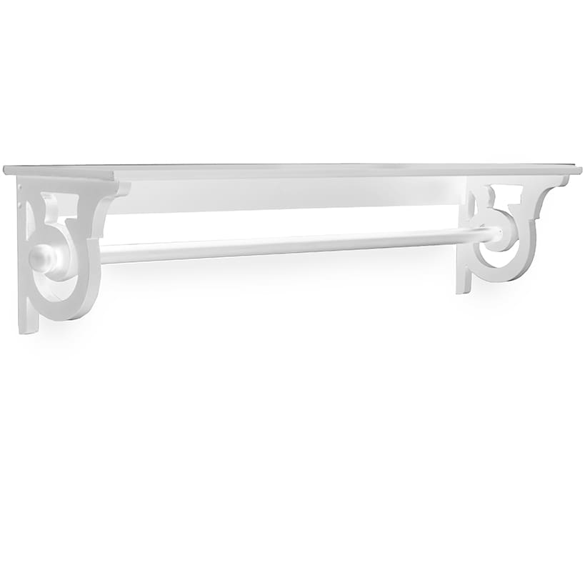 Wall Mounted Wooden Quilt or Towel Rack with Storage Shelf