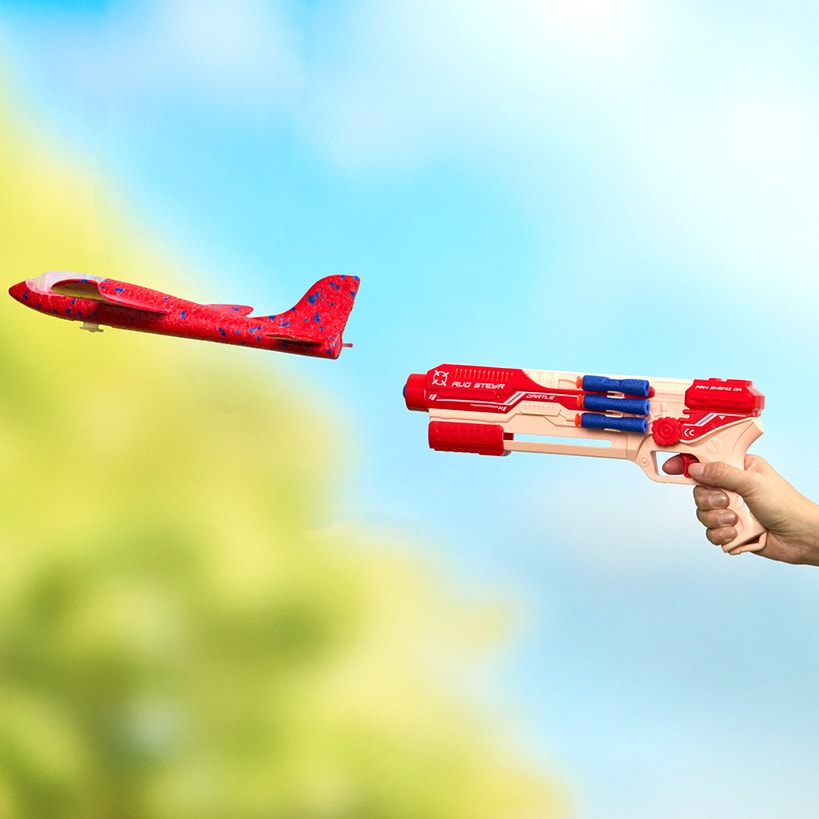 Airplane Launcher And Foam Ball Dart Blaster Gun Kids Fun Shooting Set