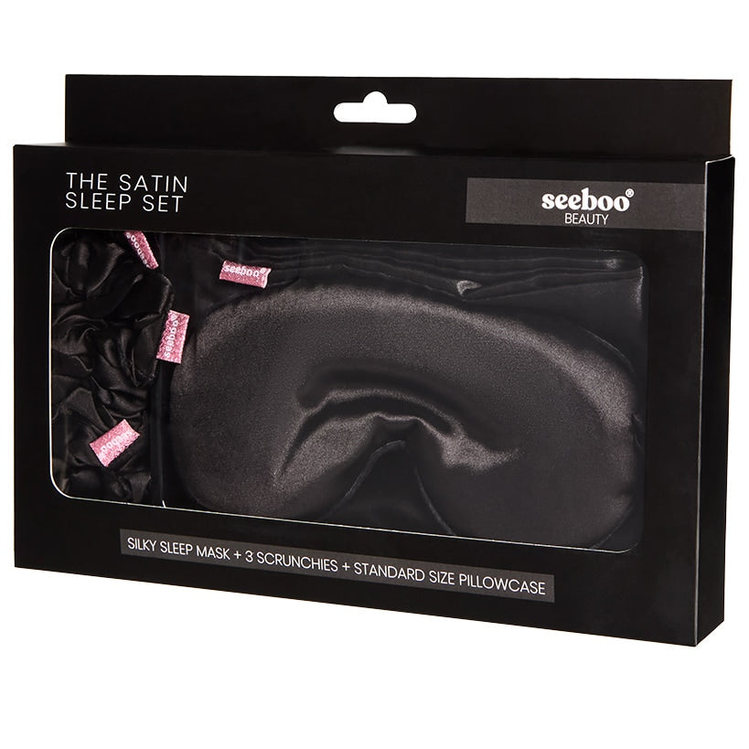 Women's Satin Sleep Gift Set - Pillowcase, Hair Ties, and Eye Mask