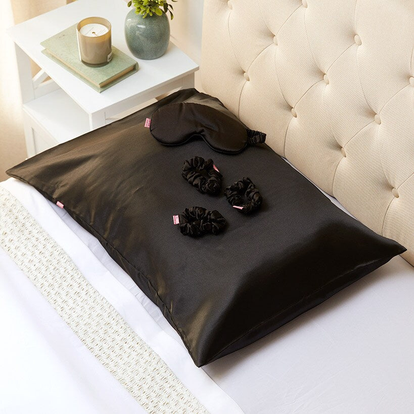 Women's Satin Sleep Gift Set - Pillowcase, Hair Ties, and Eye Mask