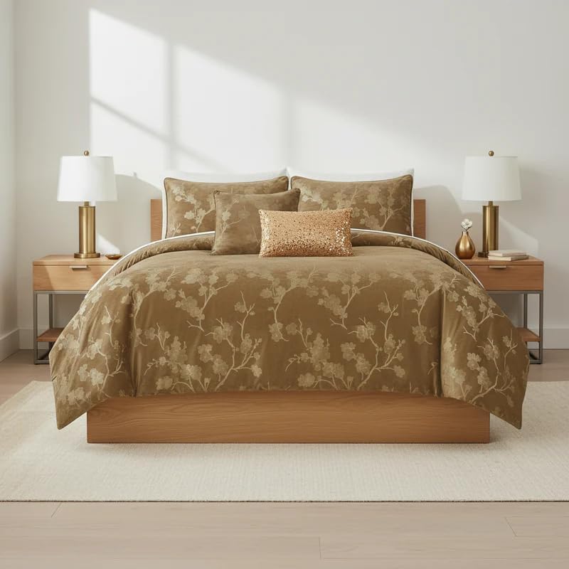 Floral 5-Piece Comforter Set, Farmhouse Bed in a Bag With Comforter, Pillow Shams, Decorative Pillows for All Seasons