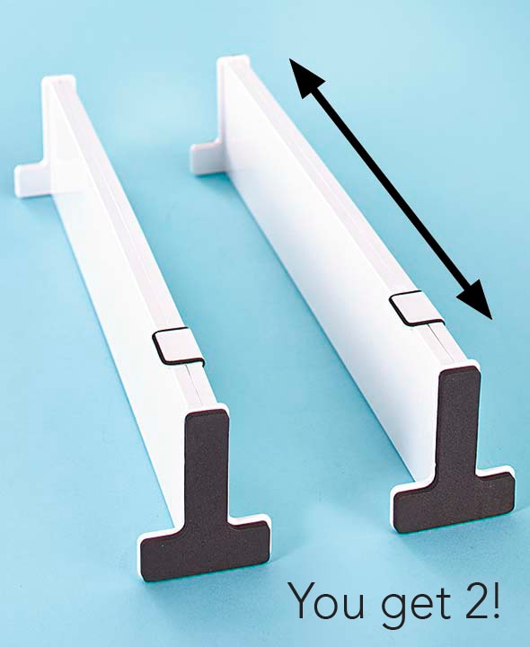Adjustable Plastic Drawer Dividers - For Kitchen or Bedroom - Set of 2