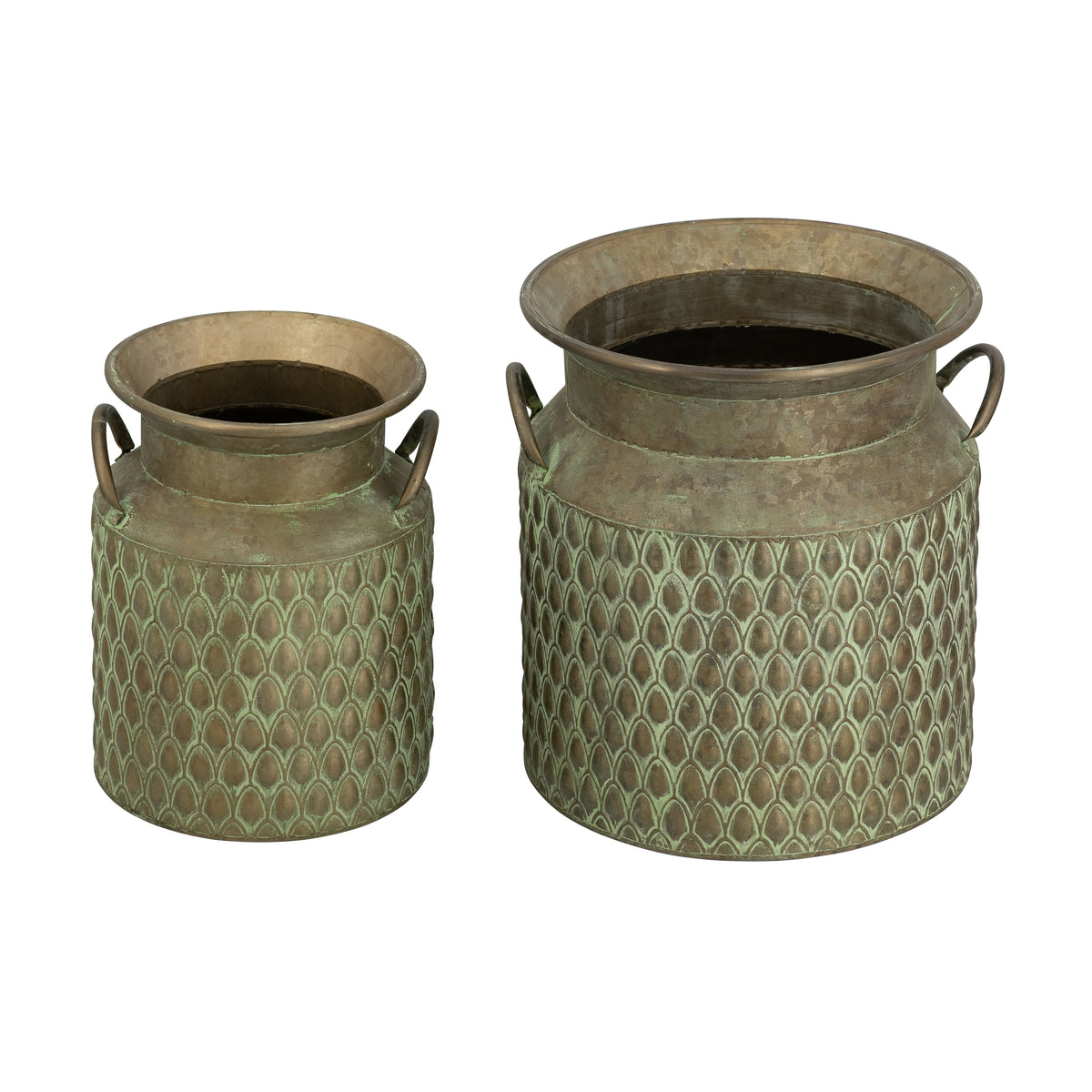 S/2 Iron Milk Jug Planters with Textured Green Finish - image 2