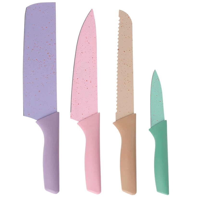 Colorful Kitchen Knife, Peeler, Scissors in Stainless Steel - Set of 6