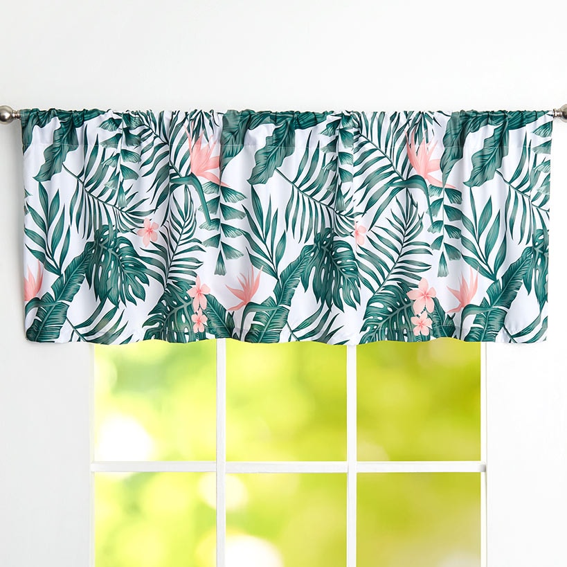 Palm Floral Shower Curtain, Bath Rug, Hand Towels, Valance, or Hooks