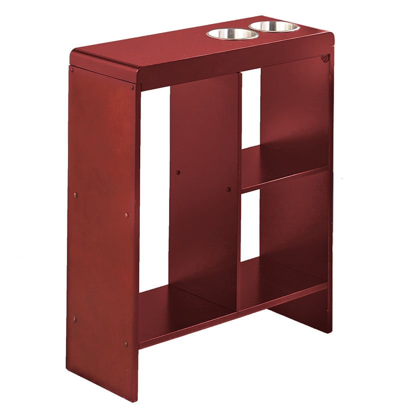 Side End Table with Drink Holders, Storage Shelves, Magazine Holder