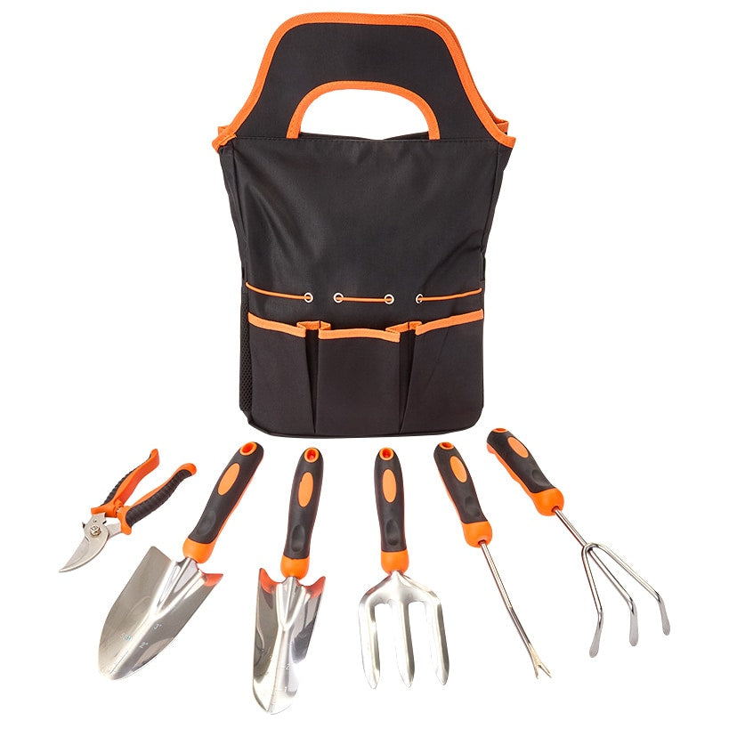 Garden Tool Set With Caddy - 7 Piece Set