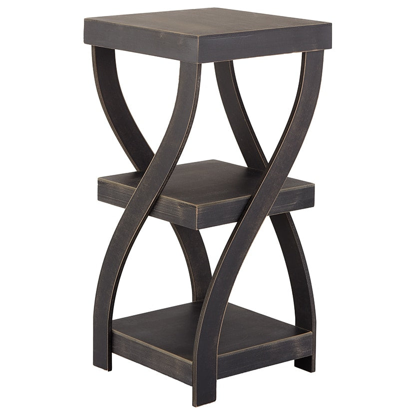 Distressed Twisted Wood Accent Table-Gray, White, Black, or Walnut