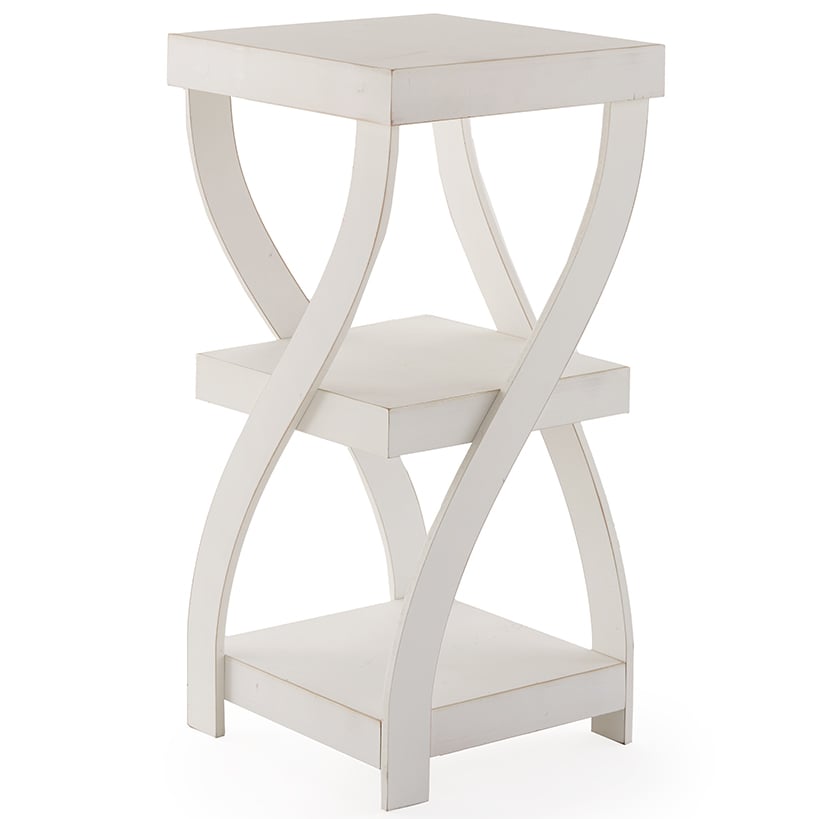 Distressed Twisted Wood Accent Table-Gray, White, Black, or Walnut